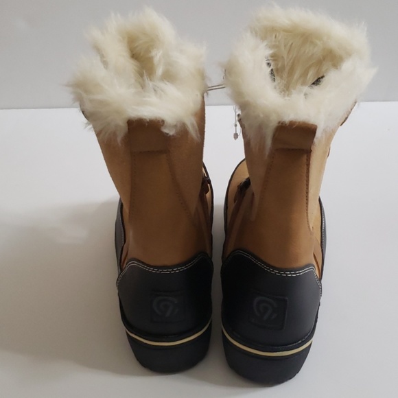 NEW Fur Boots Lace Up Winter Tan Booties Sz 9 - Picture 6 of 7